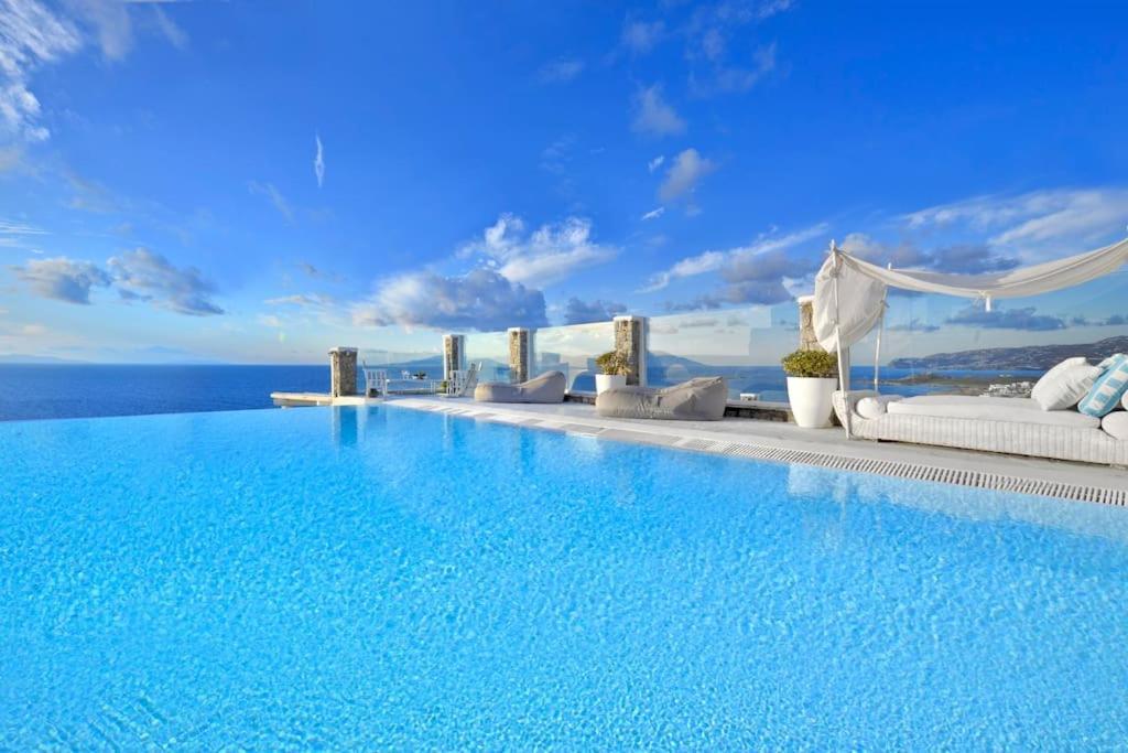 Mykonos Sea View Luxury Villa By Calypso Sunset Villas Mykonos Town Exteriér fotografie