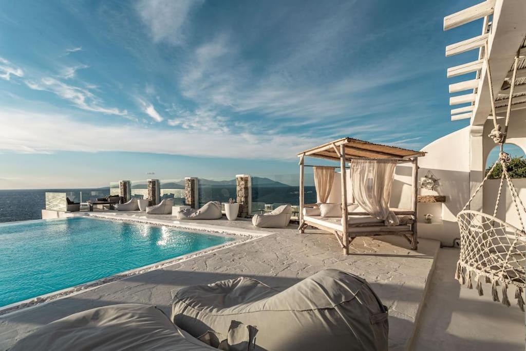 Mykonos Sea View Luxury Villa By Calypso Sunset Villas Mykonos Town Exteriér fotografie